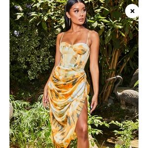 Pretty little thing Orange Tie Dye Print Structured Corset Top